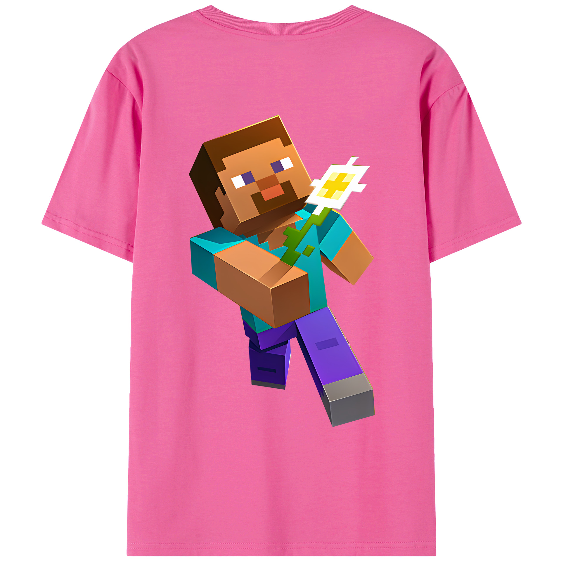 （画像用） マインクラフト ブロックの世界 Minecraft MC Block world レディース半袖Tシャツ(バックプリント)